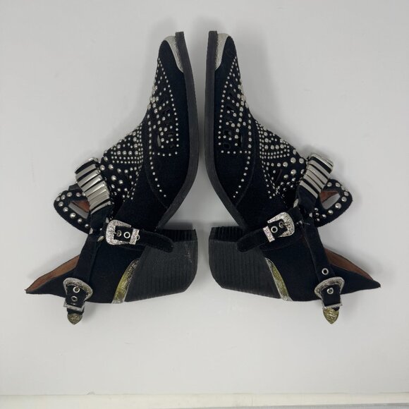 JEFFREY CAMPBELL Calhoun Studded Black Suede Leather Western Bootie Size 10 - Picture 6 of 9